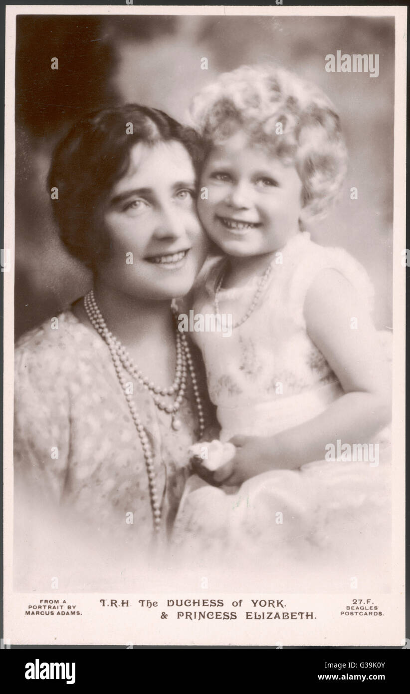 Elisabetta, moglie di George VI come la duchessa di York con la Principessa Elisabetta data: 1900 - 2002 Foto Stock