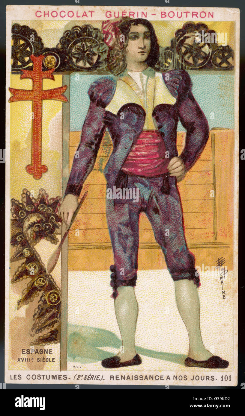 UOMO SPAGNOLO 18C BULLFIGH Foto Stock