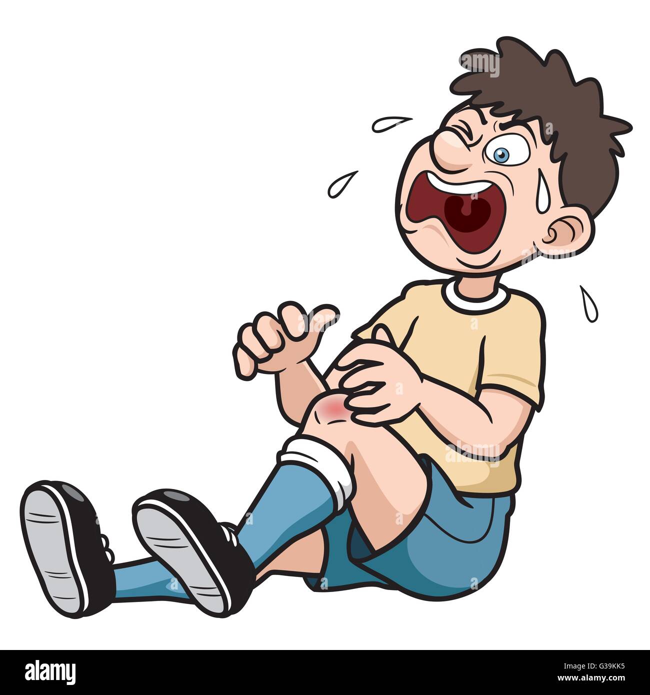Illustrazione vettoriale di un uomo con un doloroso infortunio alla gamba Illustrazione Vettoriale