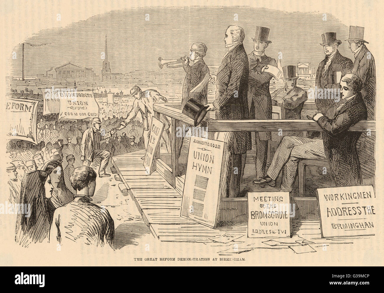 Leader Pro-Reform indirizzo raccordi politici riuniti a New-Hall Hill, Birmingham, premere il caso per la riforma di legge. Il disegno di legge è stato superato da Signori il 7 giugno 1832 Data: maggio 1832 Foto Stock