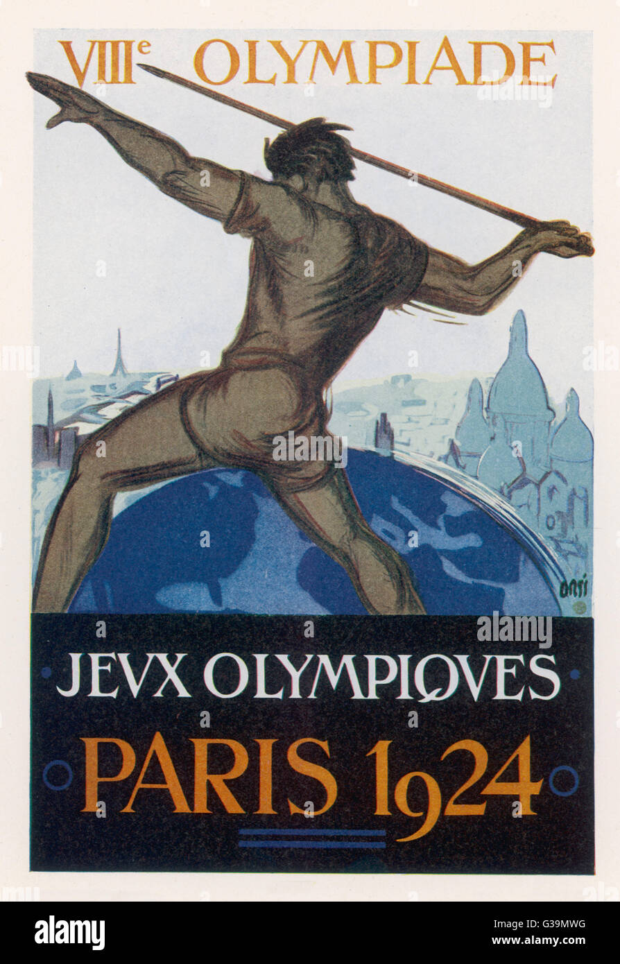 Poster per l'Olimpiade di Parigi data: 1924 Foto Stock