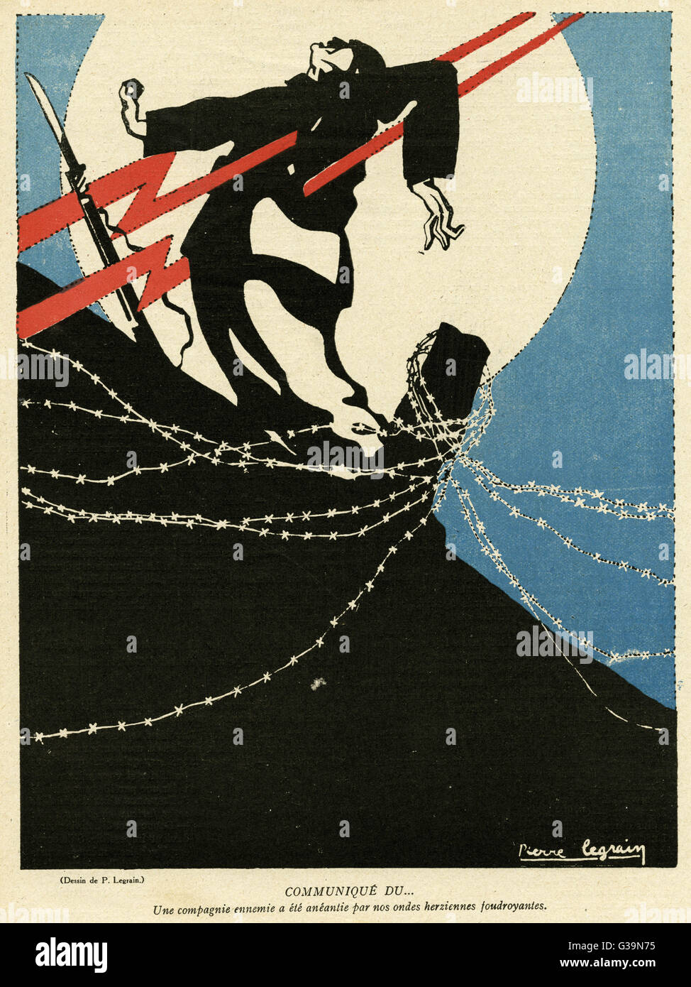 Cartone animato, morte di un soldato, WW1 Foto Stock