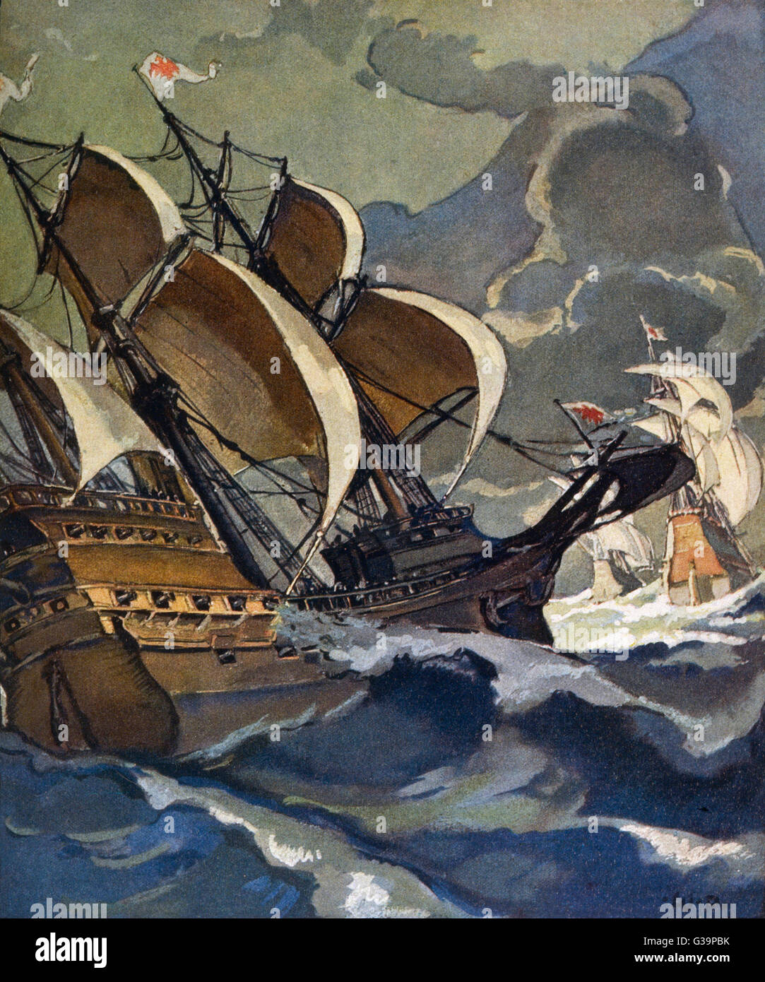 Pescherecci armati della Lega Anseatica tedesca flotta commerciale data: XVI secolo Foto Stock