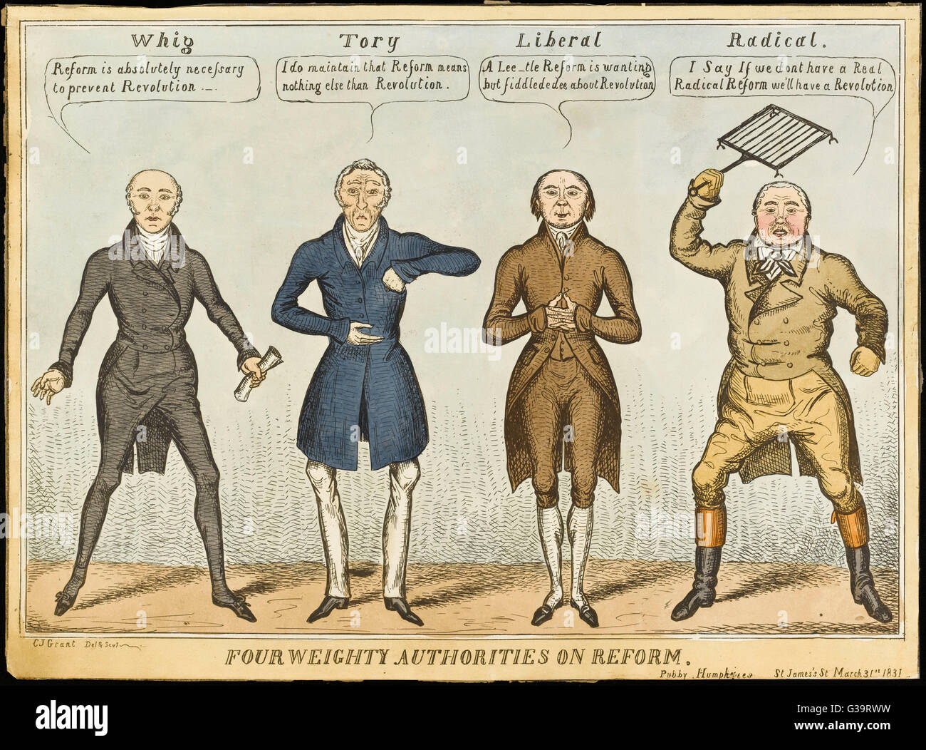 "Quattro poderosi competenti sulla riforma" gli atteggiamenti nei confronti del problema della riforma da lo spettro politico. Data: 1831 Foto Stock