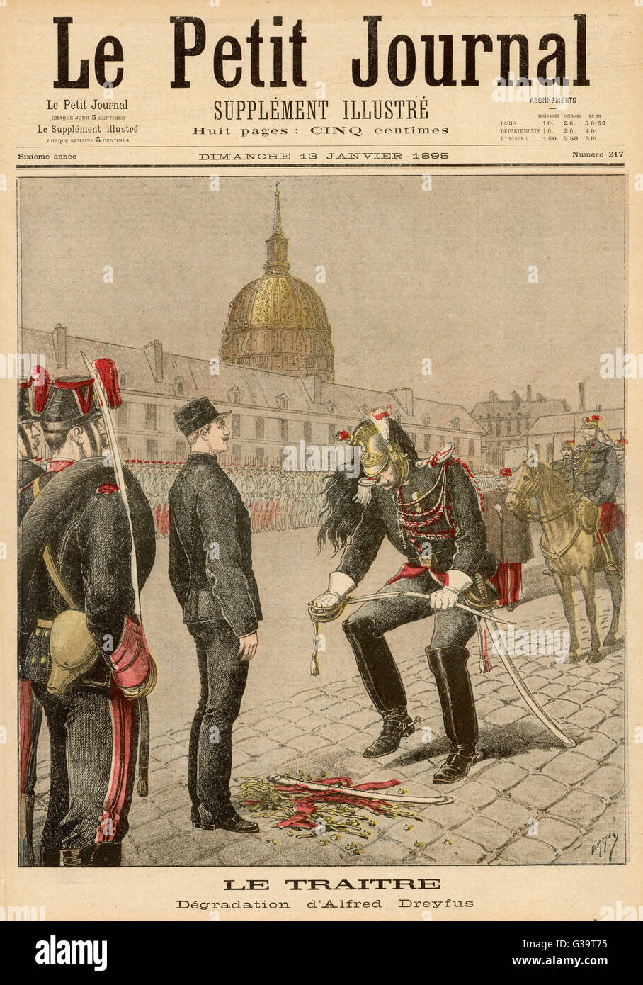 ALFRED DREYFUS esercito francese officer e vittima di un ingiustizia: la sua degradazione data: 1859 - 1935 Foto Stock