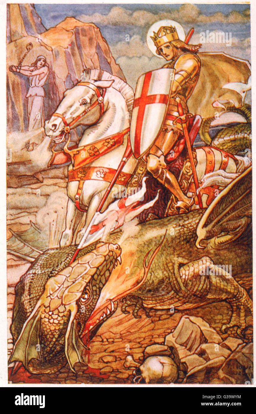 SAINT GEORGE attacca il drago data: - Foto Stock