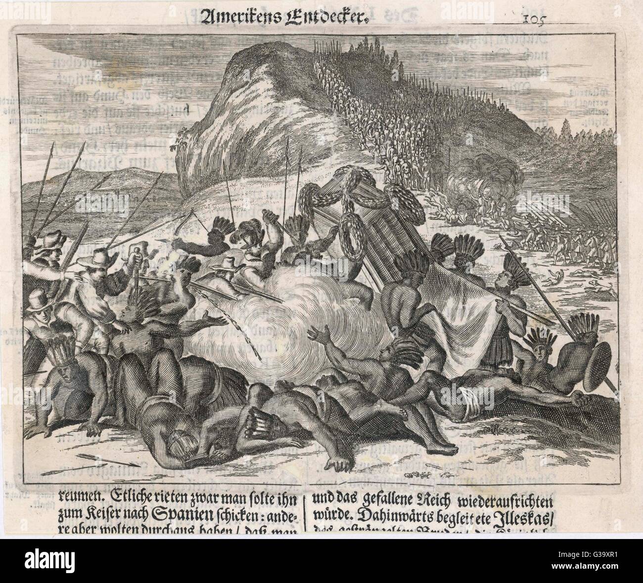 Pizarro e i suoi uomini a tradimento cogliere Atahualpa. Data: 1532 Foto Stock