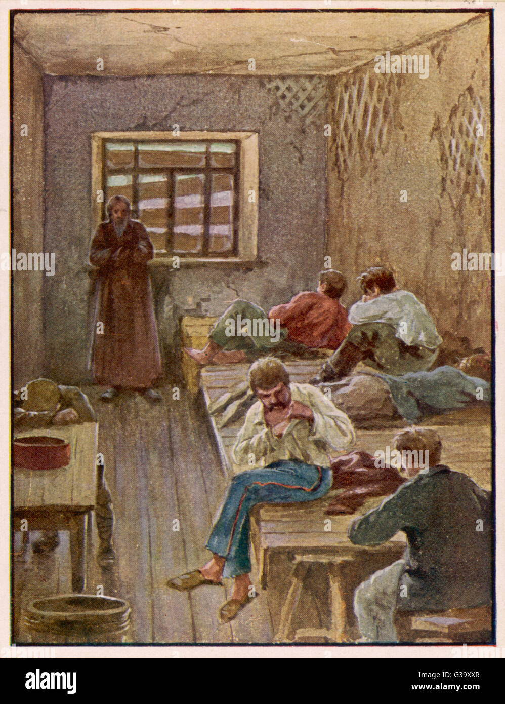 Prigionieri detenuti da Cheka, un segreto in forza di polizia istituita nel dicembre 1917 per indagare 'Contatore- rivoluzionario crimini". Data: 1918 Foto Stock