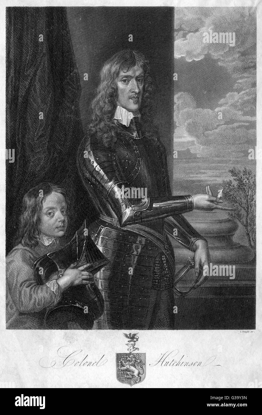 Il colonnello John HUTCHINSON Militare, regicide, marito di scrittore Lucy Hutchinson data: 1615 - 1664 Foto Stock