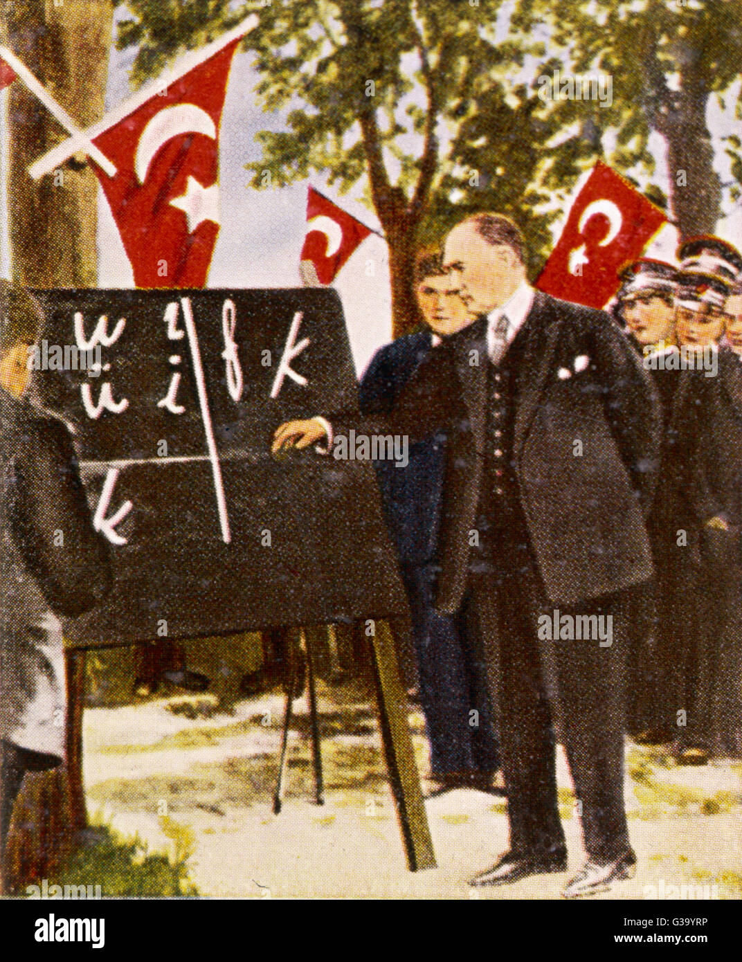 Kemel Ataturk introduce la riforma della lingua. Data: settembre 1929 Foto Stock