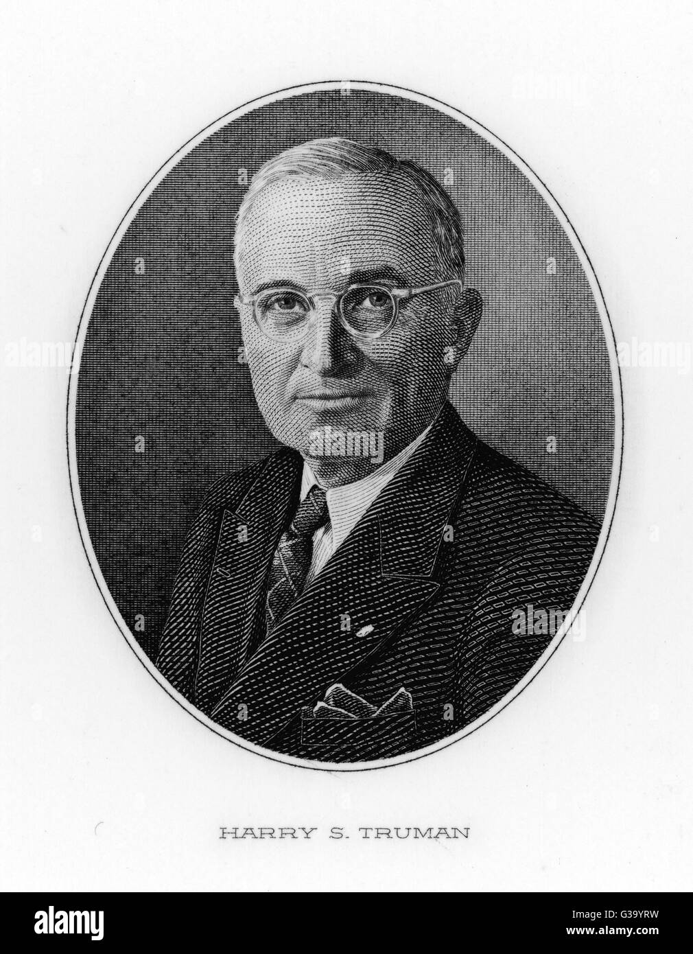 Ritratto di Harry S Truman (1884-1972), 33a Presidente degli Stati Uniti, 1945-53. Foto Stock