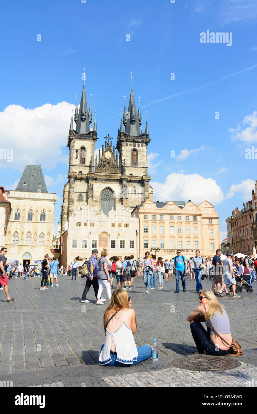Piazza della Città Vecchia con la Cattedrale di Tyn, Repubblica Ceca, Praga, Praga, Praga, Praha (Praga), Praga Foto Stock