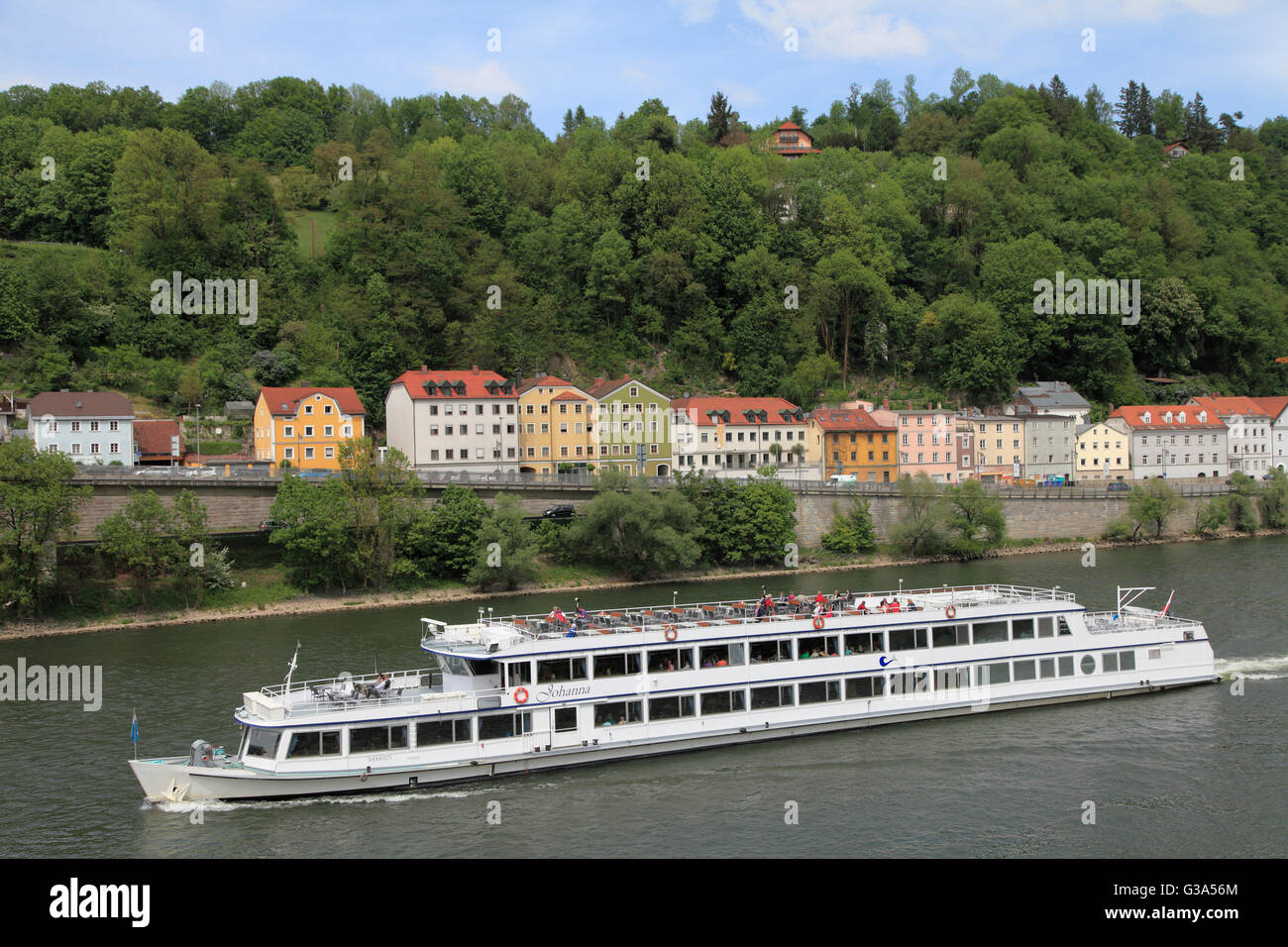 In Germania, in Baviera, Passau, Fiume Danubio, nave da crociera, Foto Stock