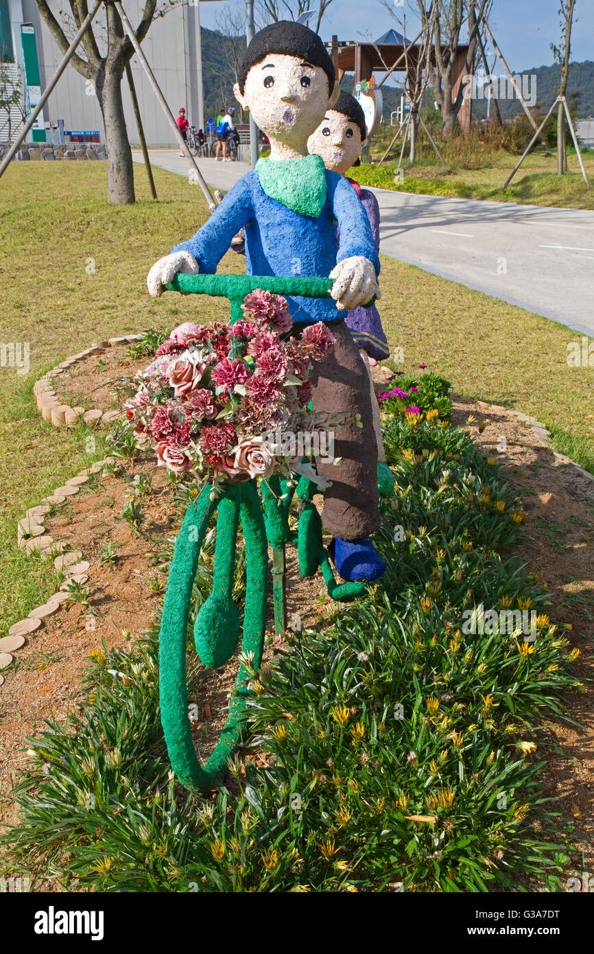 Fiume Yeongsan percorso per biciclette Foto Stock