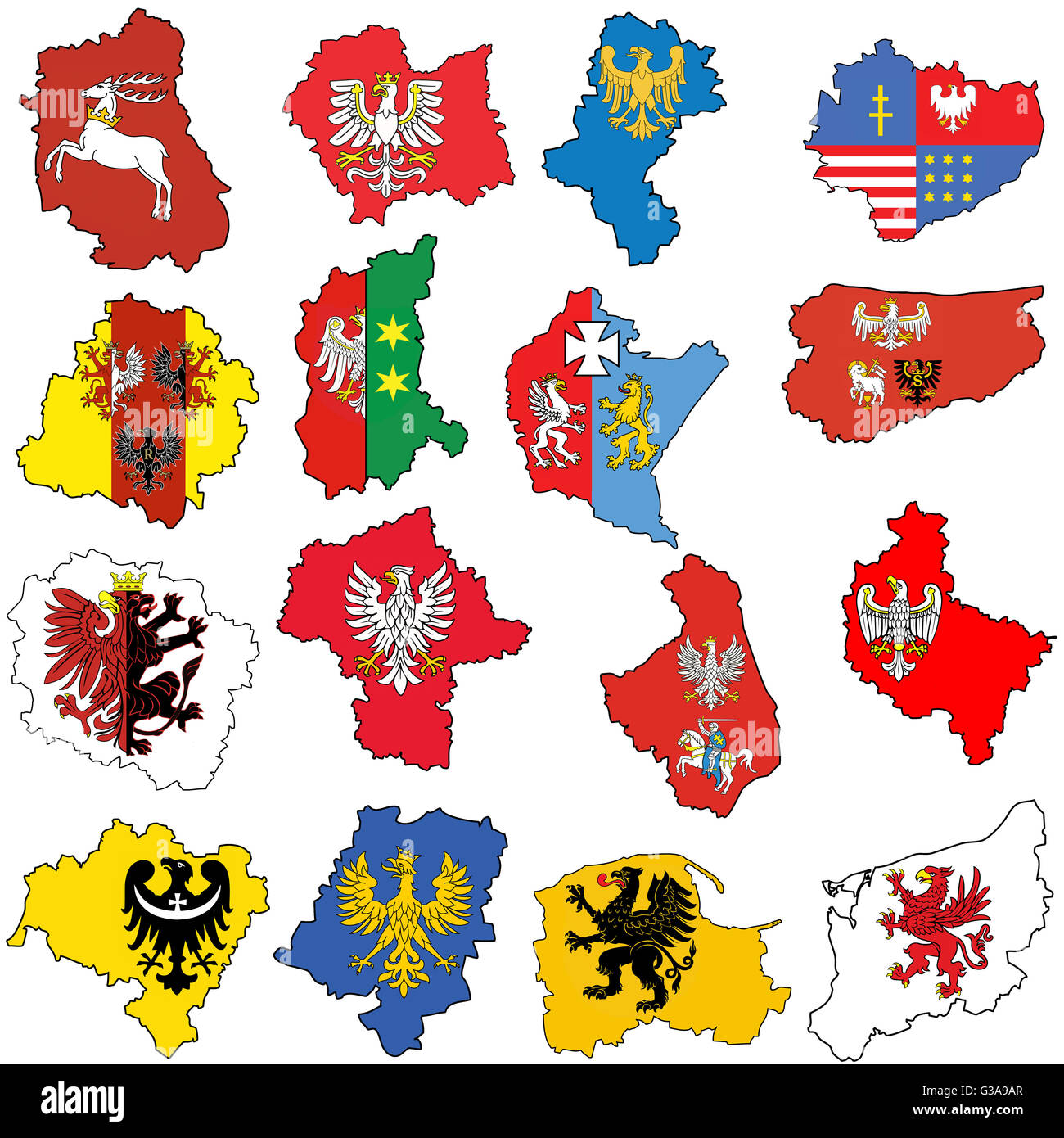 Territorio delle province (voïvodies) in Polonia (amministrazione mappa) Foto Stock