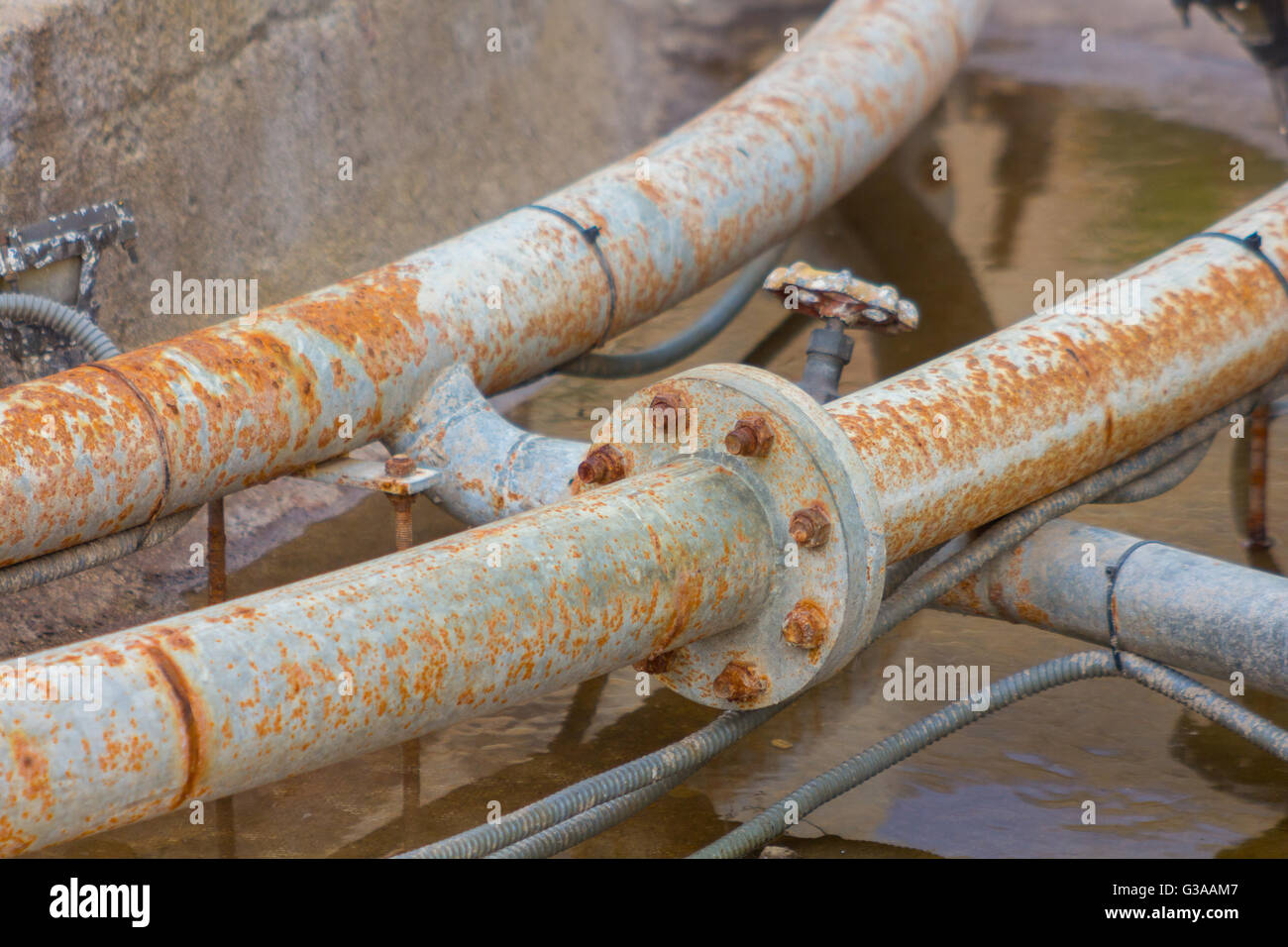 Acqua sistema di tubazioni in una fontana Foto Stock