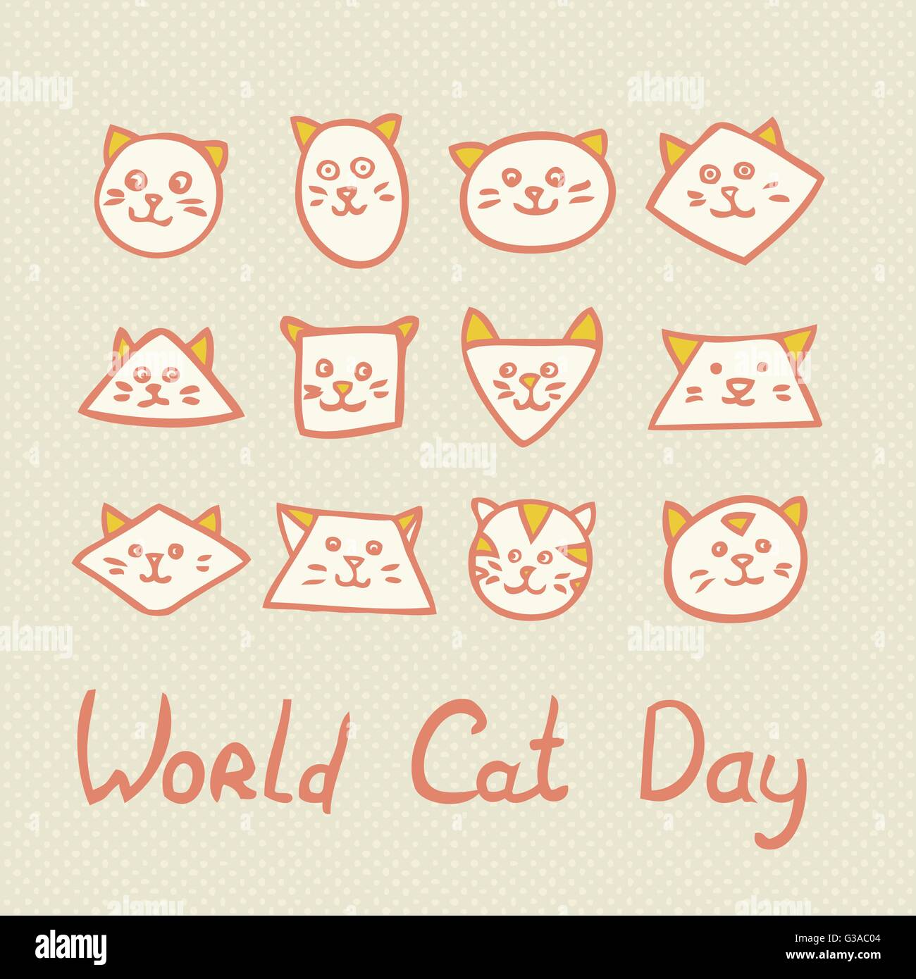 World Cat Giorno della carta su sfondo a trama. Illustrazione Vettoriale