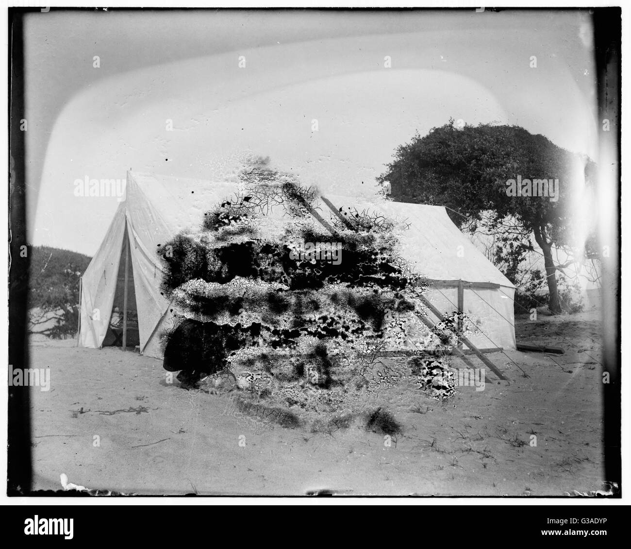 Vista in primo piano della tenda dei fratelli Wright a Kitty Hawk, a h Foto Stock