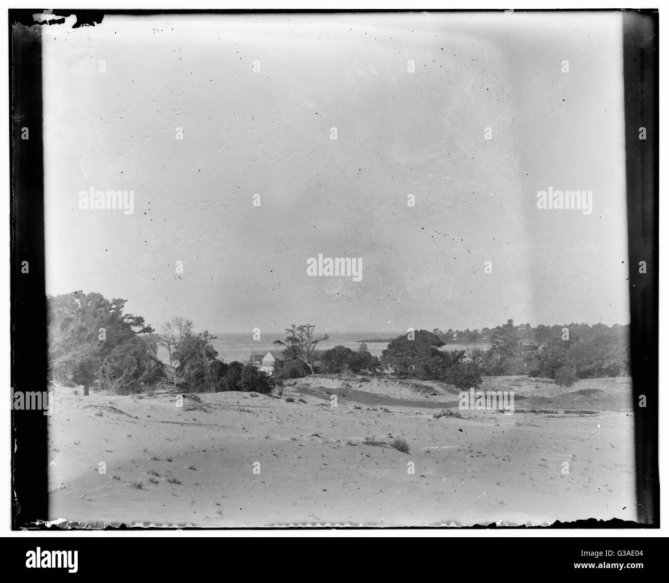 Kitty Hawk Bay visto dal campo dei fratelli Wright '1900 Foto Stock