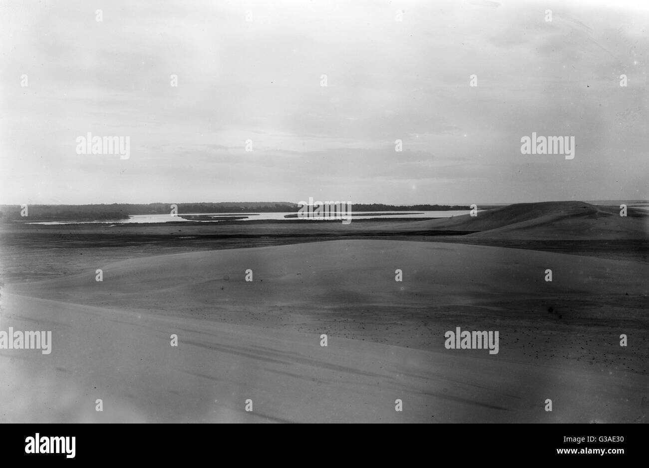 Vista a lungo raggio del campo dei fratelli Wright e di Kitty Hawk Foto Stock