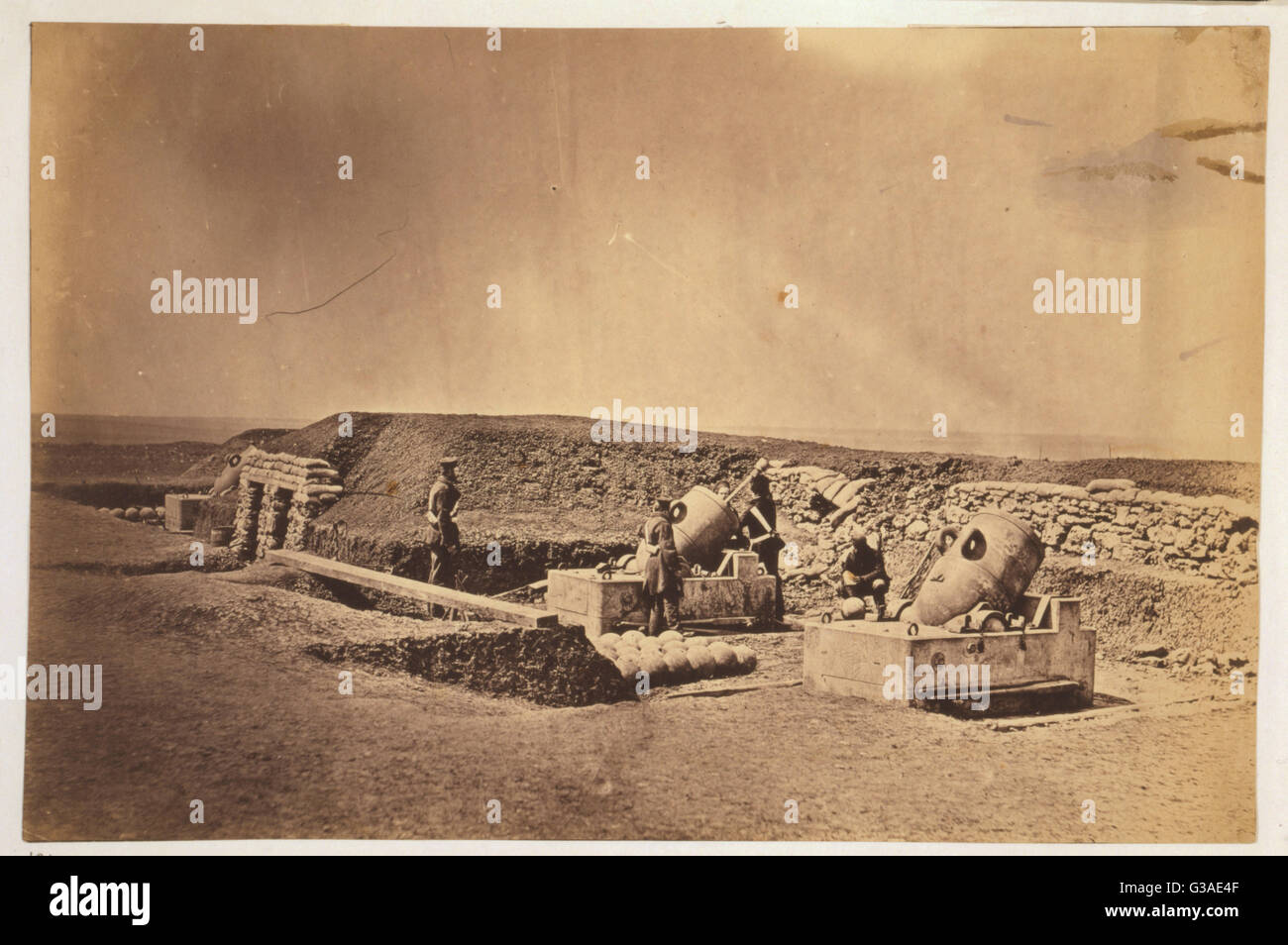 Batterie di malta di fronte Picquet house Divisione Luce Foto Stock