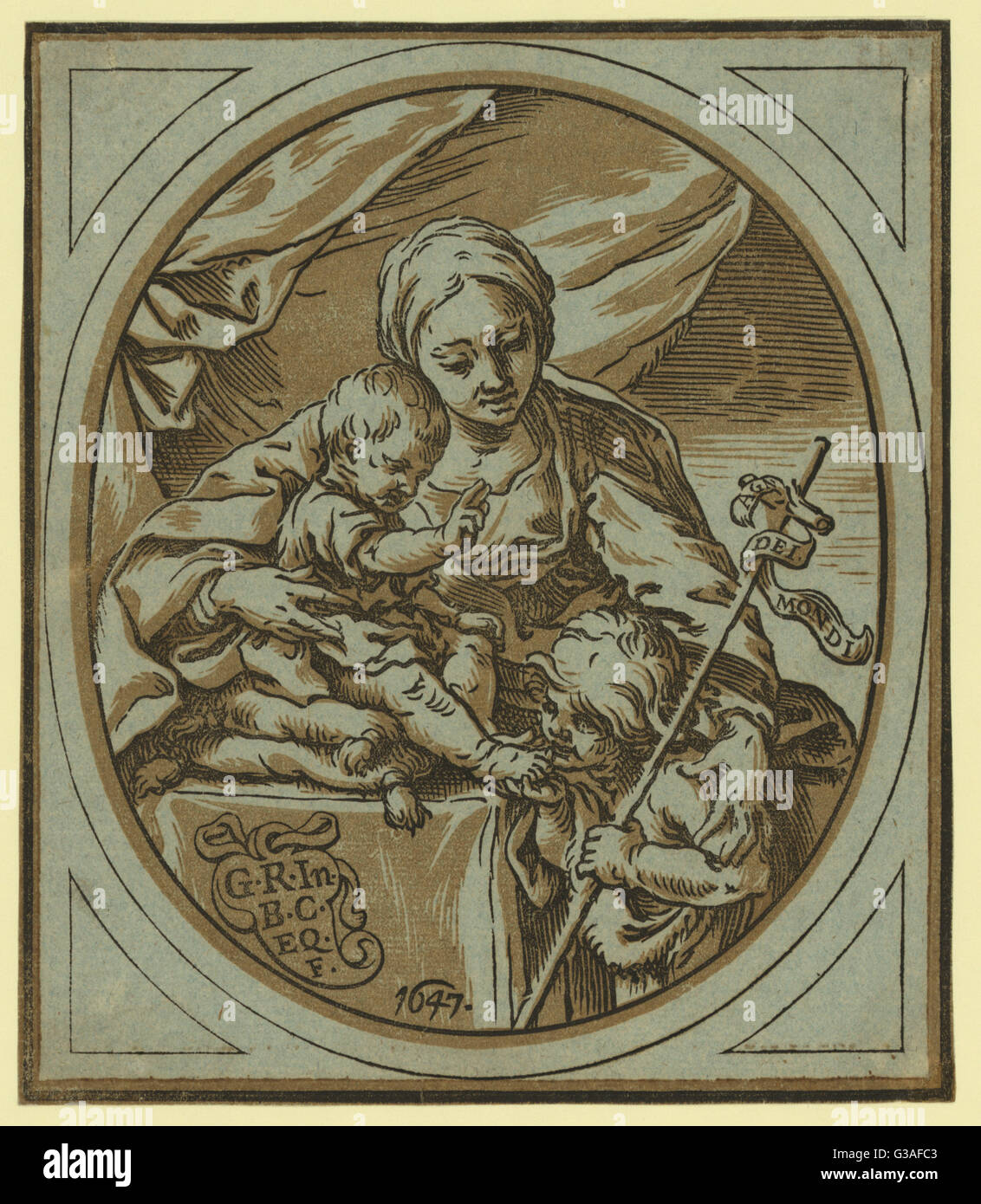 La Vergine e il Bambino e San Giovanni Battista Foto Stock