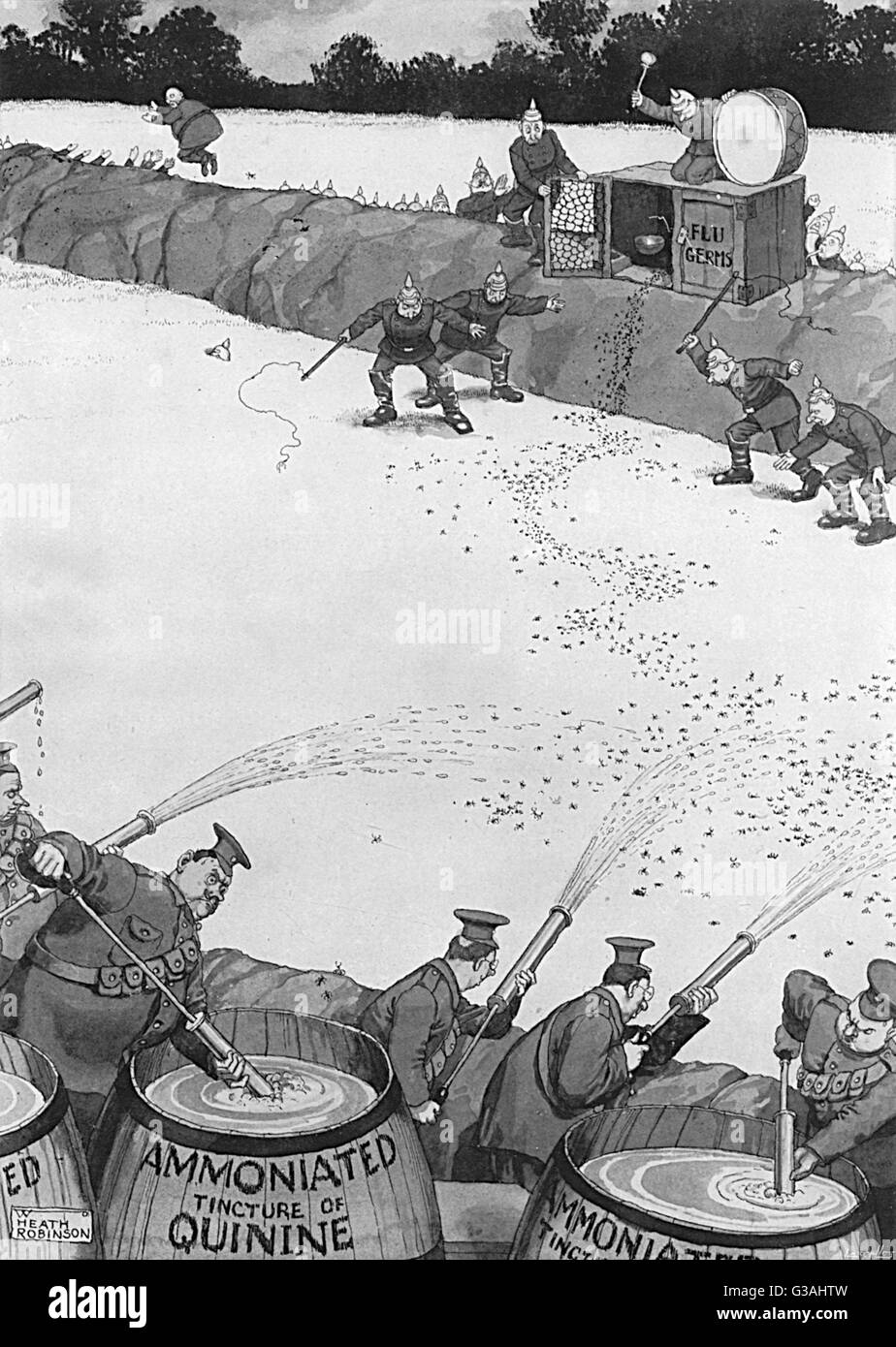 Respingere un attacco di influenza di Heath Robinson Foto Stock