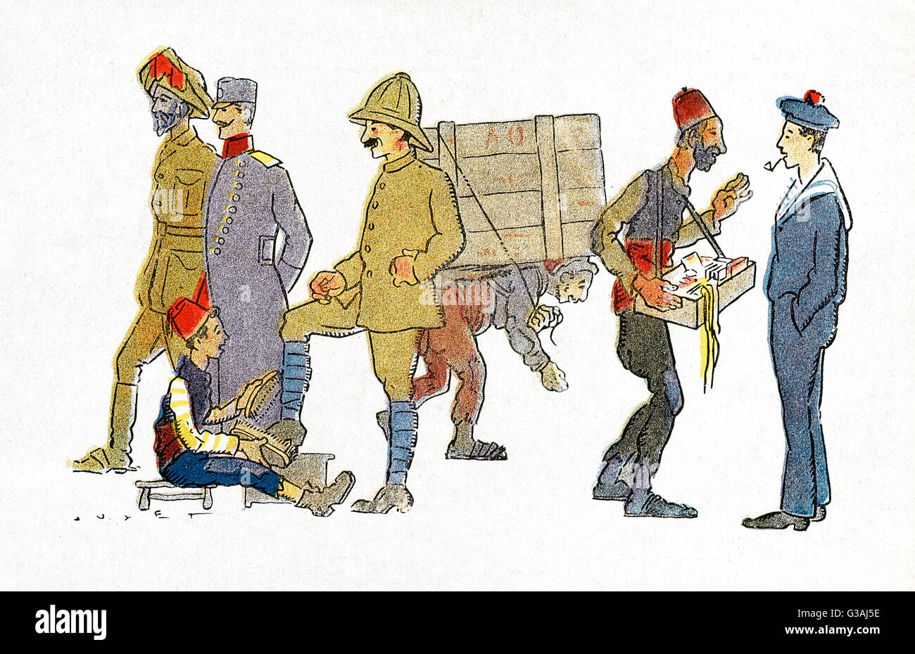 Salonicco - commercianti di strada e personale militare straniero Foto Stock