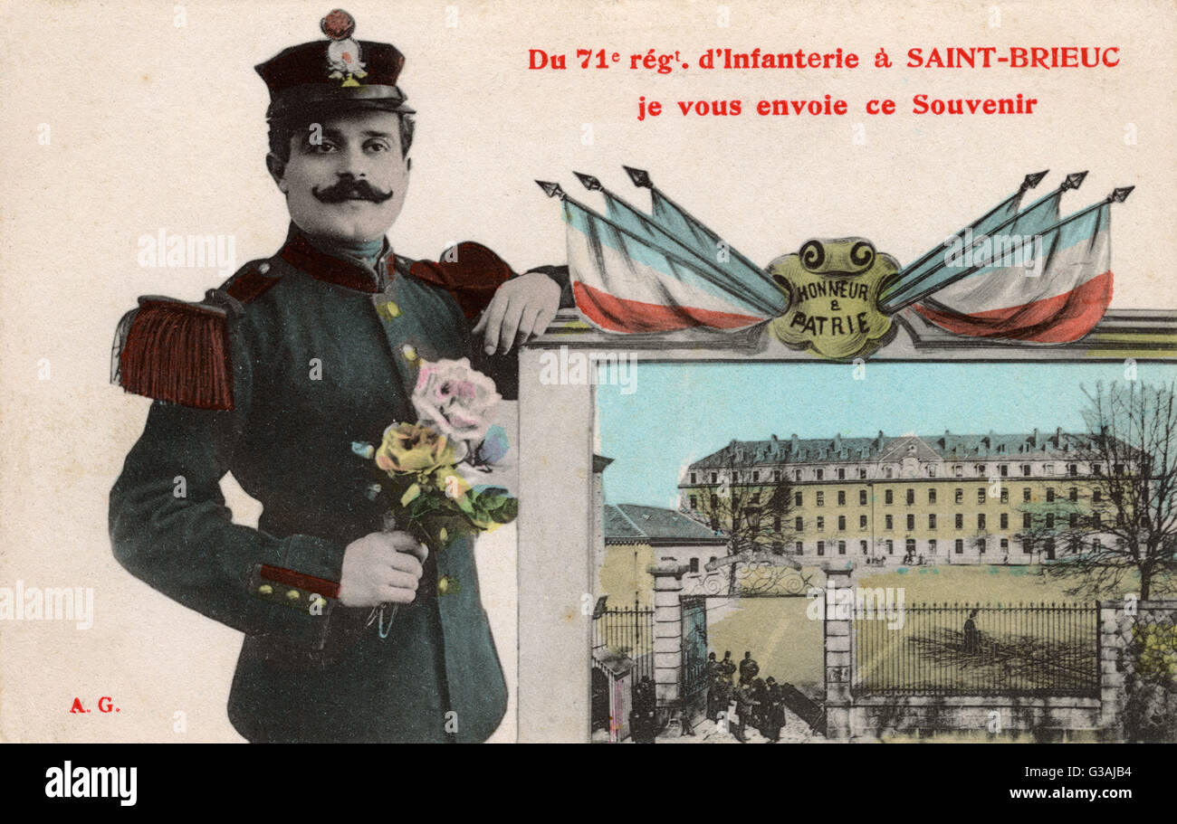 Francia - carta souvenir del 71st° Reggimento della fanteria Foto Stock