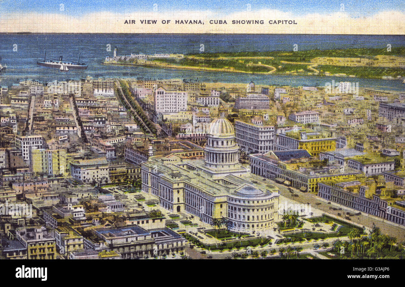 Veduta aerea di Havana, Cuba che mostra il Campidoglio Foto Stock