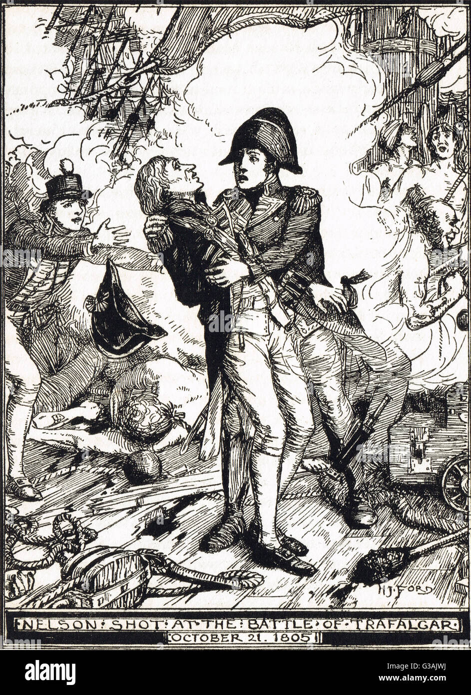 La morte di Nelson Battaglia di Trafalgar 1805 Foto Stock