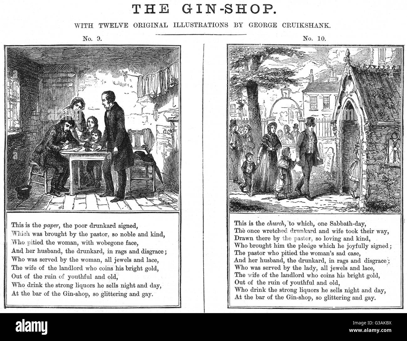 Cruikshank, The Gin Shop, Plate 9 Foto Stock