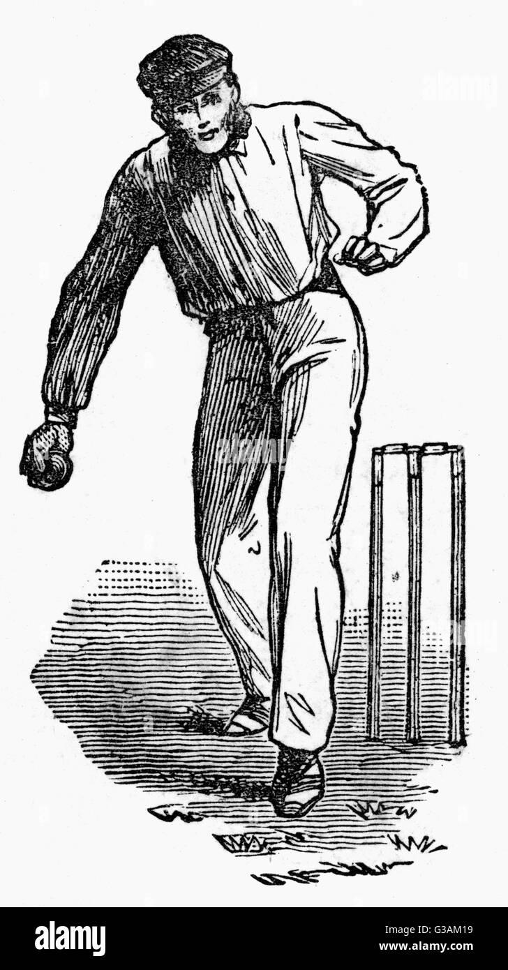 Cricket la tecnica di Bowling underhand Foto Stock