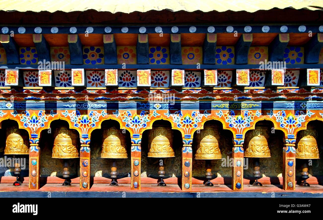 Il Bhutan ruota di preghiera Foto Stock