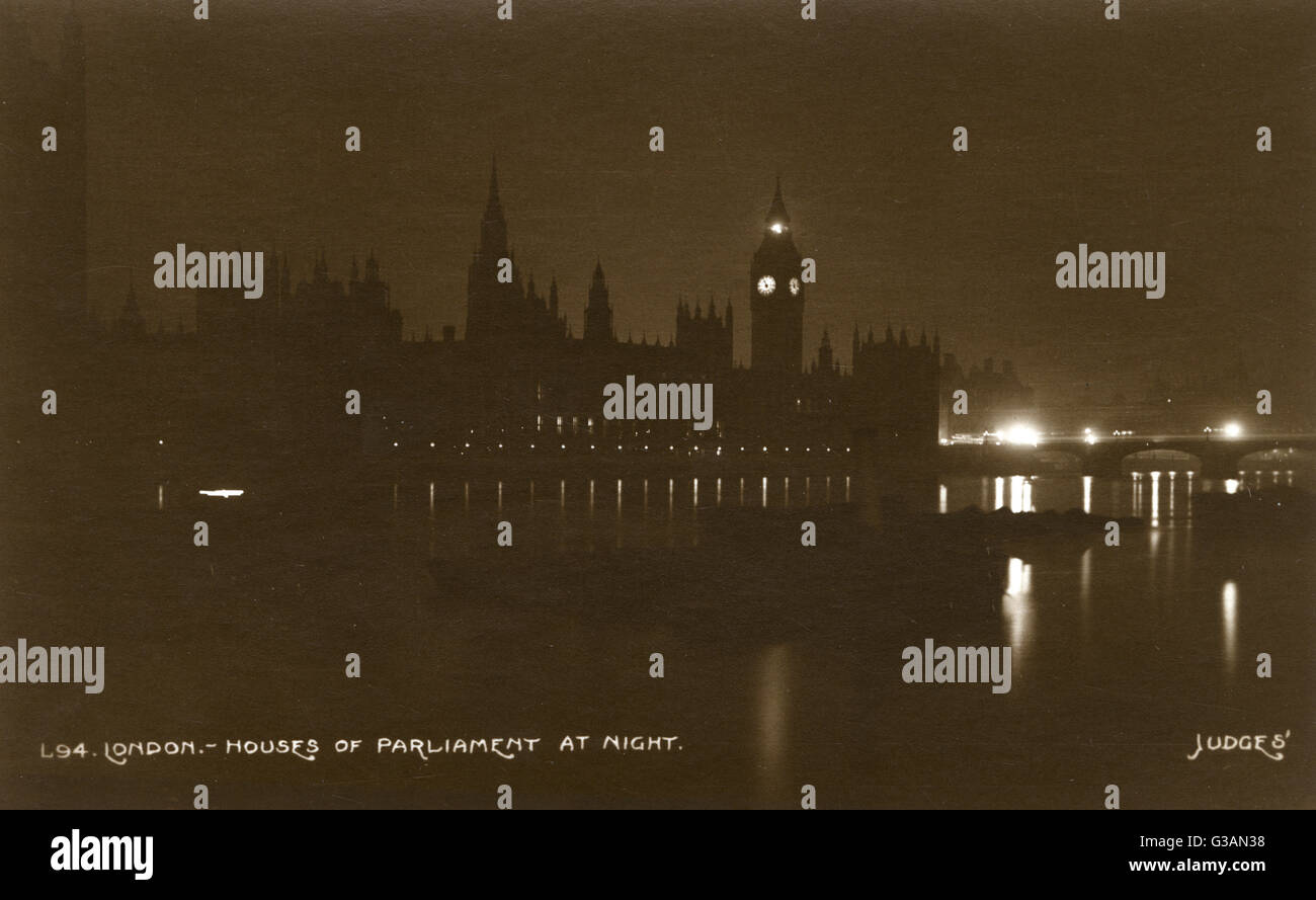 Le Case del Parlamento di Notte - Londra, Inghilterra Foto Stock