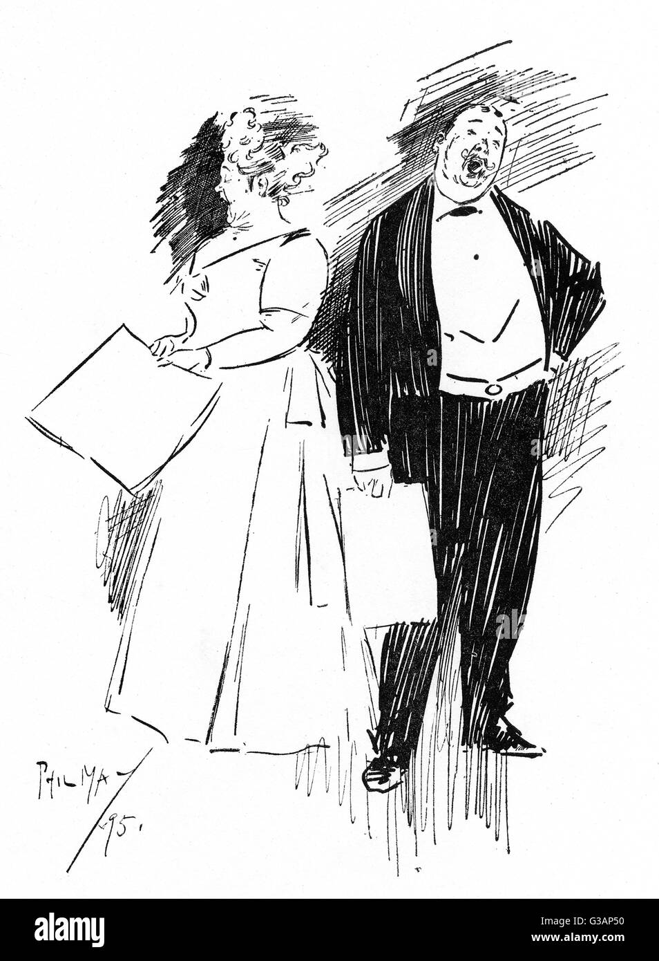 Un duetto - due cantanti nel flusso completo a un concerto. Data: 1895 Foto Stock