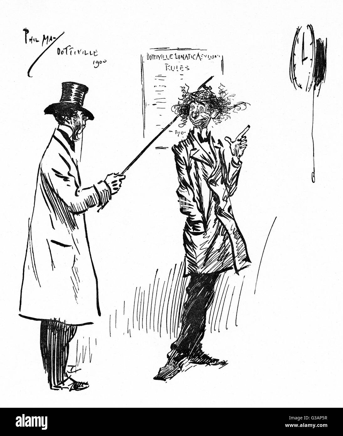 Caricatura comica in un asilo lunatico di Phil May Foto Stock