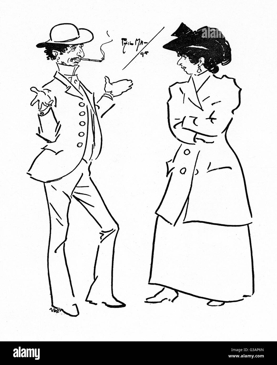 L'uomo ebraico fornisce alla moglie una scusa particolarmente zoppicante Foto Stock