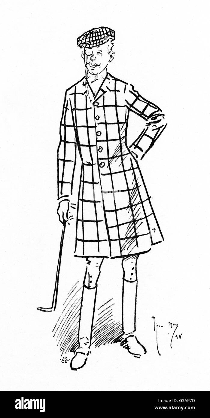 Un Paese illustre gentiluomo molto focoso cappotto e tenendo un raccolto di equitazione. Data: 1895 Foto Stock