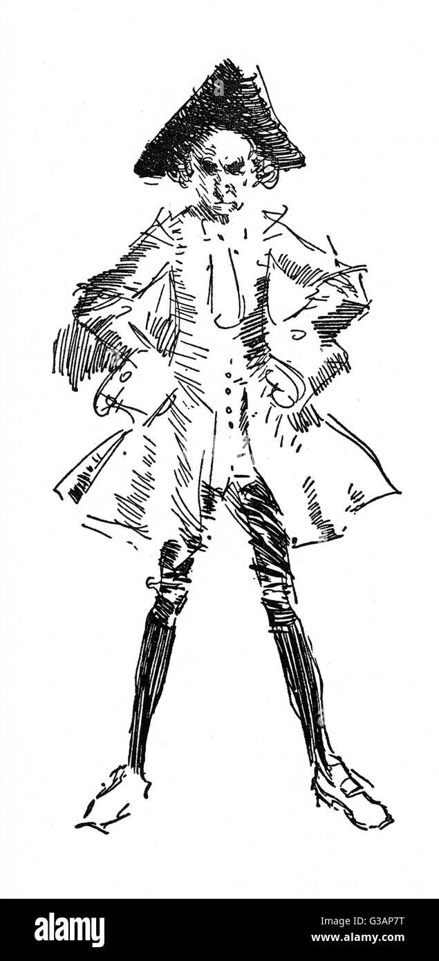 Caricatura di Phil maggio di un attore in costume del 17th ° secolo Foto Stock
