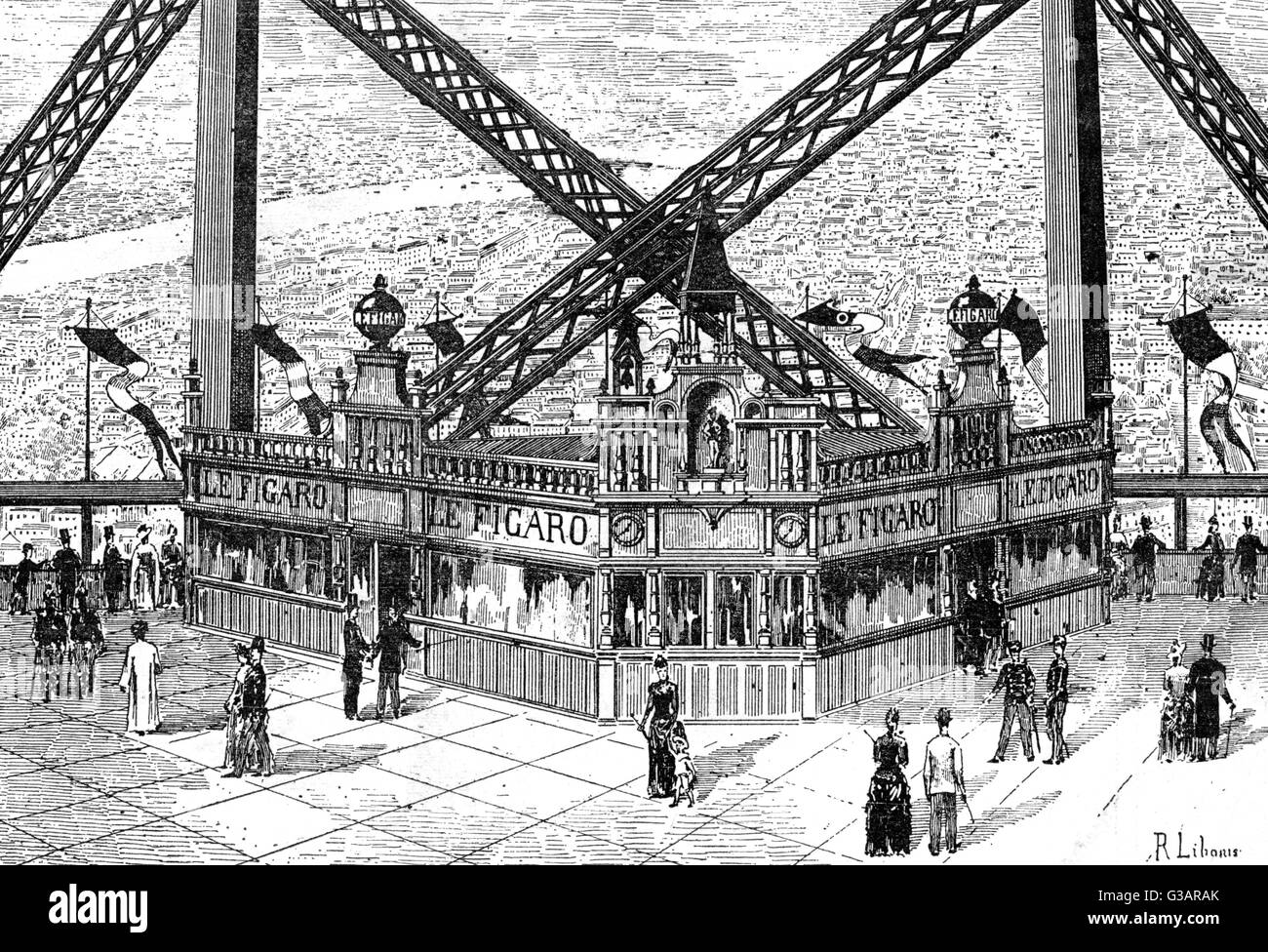 Parigi, Francia - la Tour Eiffel, stamperia Figaro. Foto Stock