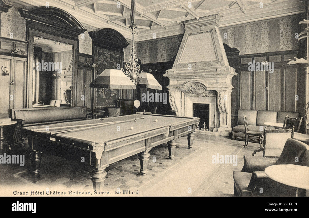 Sala biliardo, albergo a Sierre, Vallese, Svizzera Foto Stock