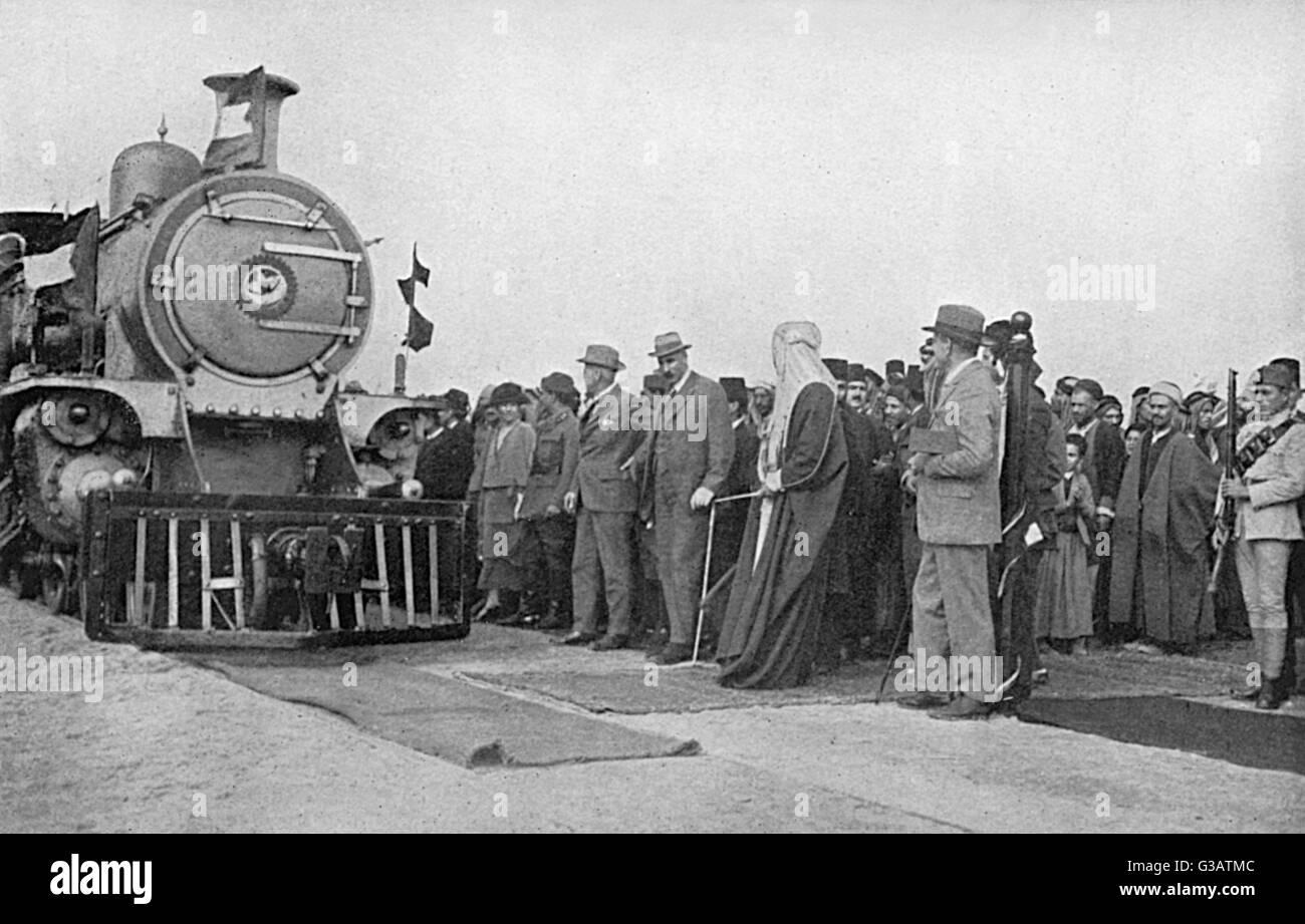 Apertura della ferrovia da re Faisal I dell Iraq Foto Stock