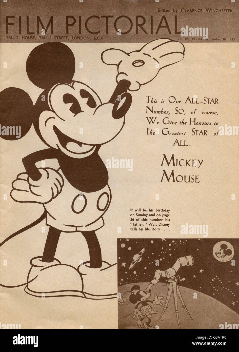 Copertina del film - Settembre 1933 - Topolino Foto Stock