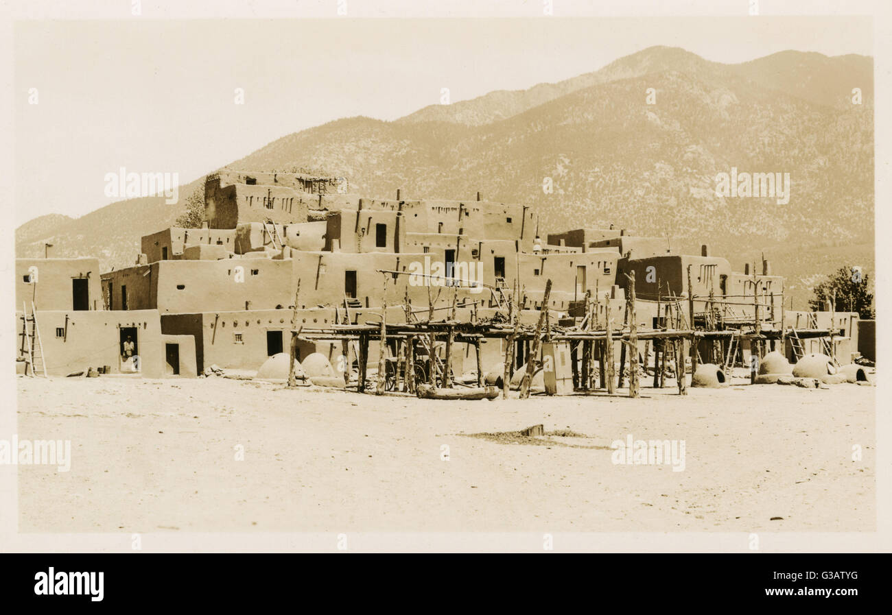 Taos Pueblo, Nuovo Messico, STATI UNITI D'AMERICA Foto Stock