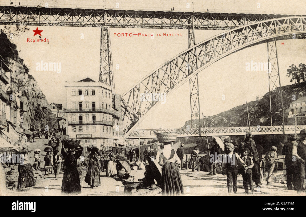 Ponte di Praca da Ribiera e Luis i - Porto, Portogallo Foto Stock
