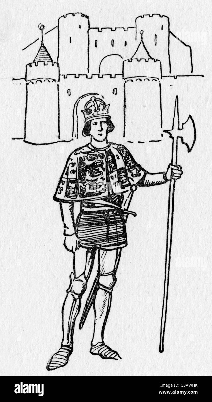 Re Enrico V (1386-1422). Guidò gli inglesi a una vittoria drammatica nella battaglia di Agincourt. Foto Stock