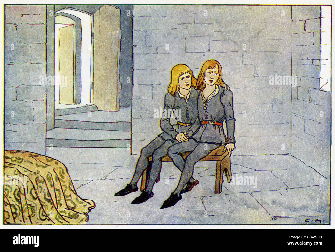 I principi nella torre - Edward V di Inghilterra e Richard di Shrewsbury, duca di York, il solo figli di Edward IV d'Inghilterra e Elizabeth Sir Alfred Hitchcock vivi al momento della loro morte del padre. Sono state presentate nella Torre di Londra da parte dell'uomo nominato t Foto Stock