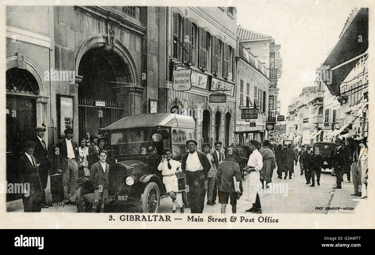 Main Street e ufficio postale, Gibilterra Foto Stock