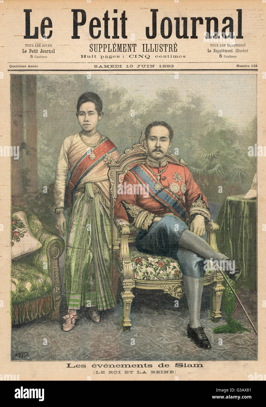 RAMA V noto come re Chulalongkorn del Siam (1868-1910) e sua moglie data: 1853 - 1910 Foto Stock
